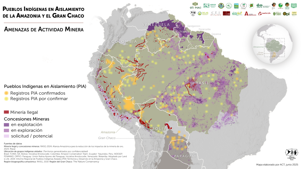 Mapa de Povos Indígenas em Isolamento da América do Sul.
Elaboração e Fonte: GTI PIACI